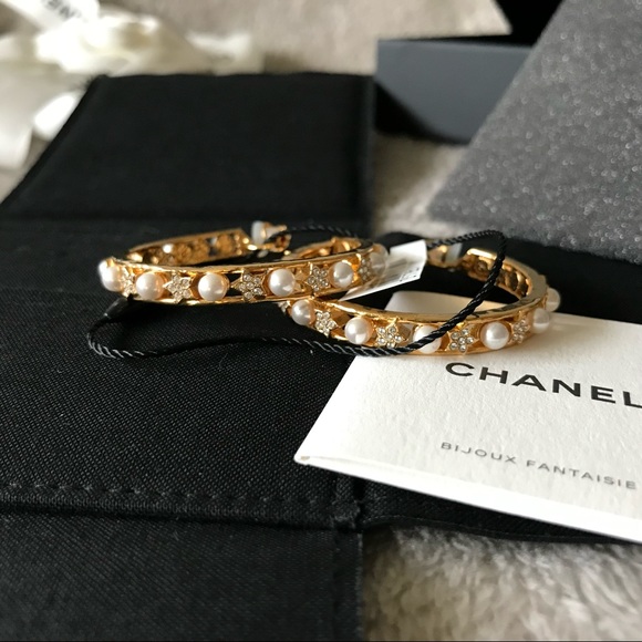SOLD Chanel clip on earrings hoop crystal pearl - Picture 4 of 6